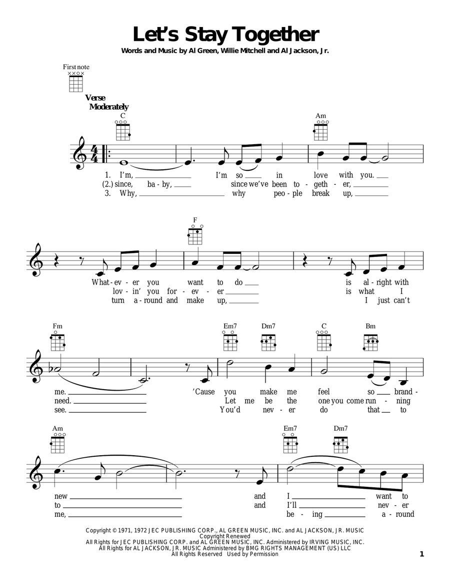 Let's Stay Together Ukulele scores gallery preview page 1