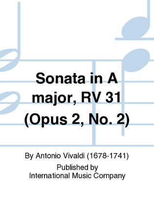Book cover for Sonata In A Major, Rv 31 (Opus 2, No. 2)