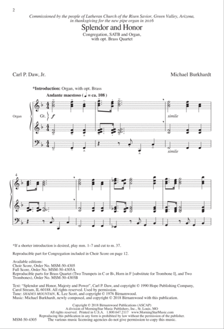 Splendor and Honor 4-Part scores gallery preview page 2