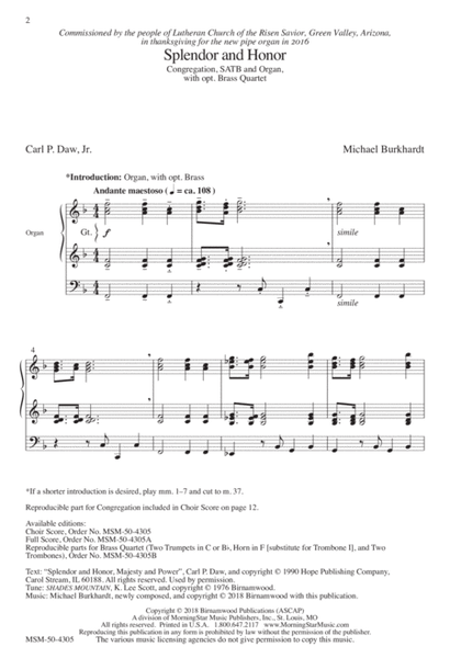 Splendor and Honor (Downloadable Choral Score)