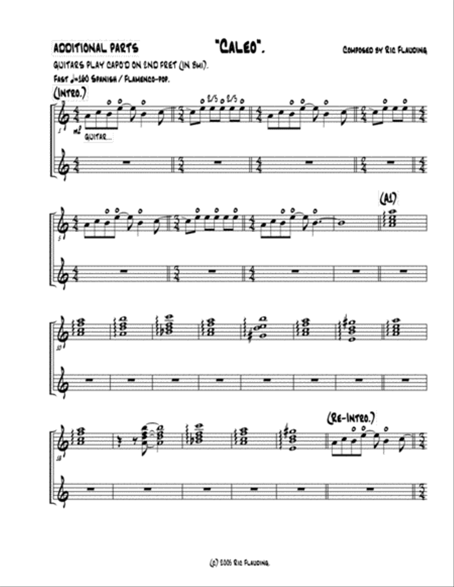 Caleo (Lead Sheet & Additional Parts) Guitar Ensemble scores gallery preview page 5