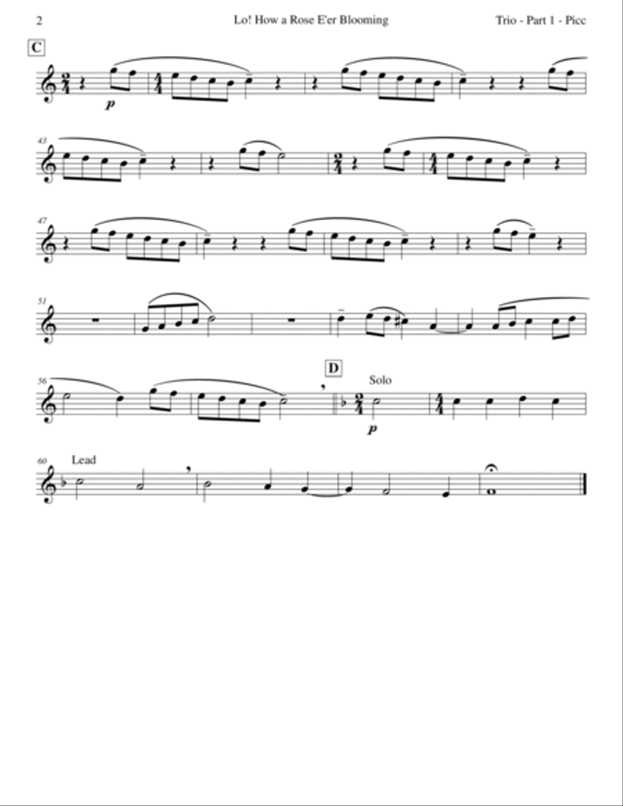Lo! How a Rose E'er Blooming (Flute Trio) Flute Trio scores gallery preview page 6