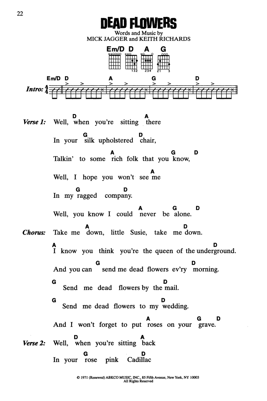 Dead Flowers Acoustic Guitar scores gallery preview page 1