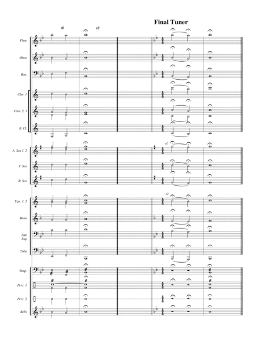 CONCERT TUNER IN B-FLAT (young concert band warm up; very easy; score, parts & license) image number null