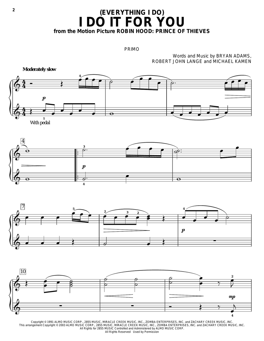 (Everything I Do) I Do It For You Piano Duet scores gallery preview page 2