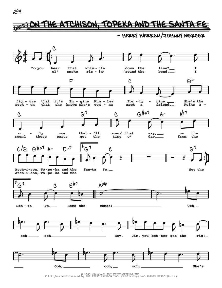 On The Atchison, Topeka And The Santa Fe (High Voice) (from The Harvey Girls) High Voice scores gallery preview page 1