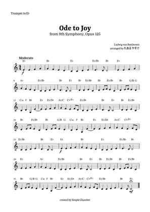 Ode to Joy for E-flat Trumpet Solo by Beethoven Opus 125