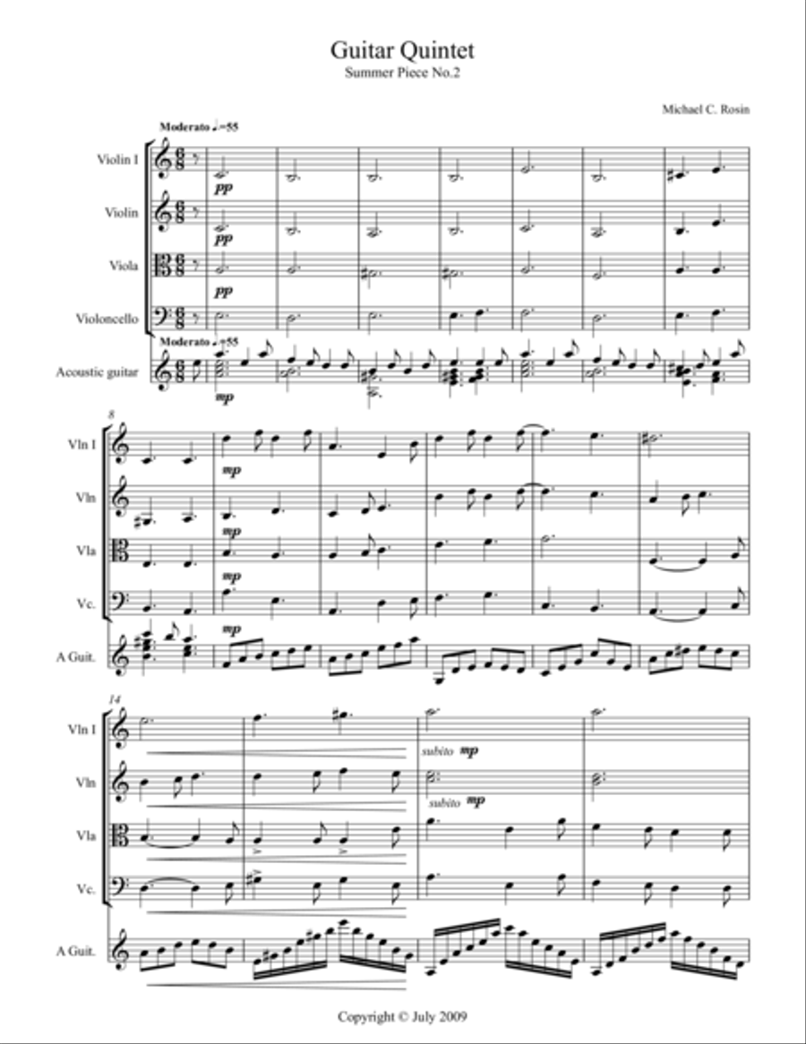 Guitar Quintet Guitar Quintet Chamber Orchestra scores gallery preview page 1