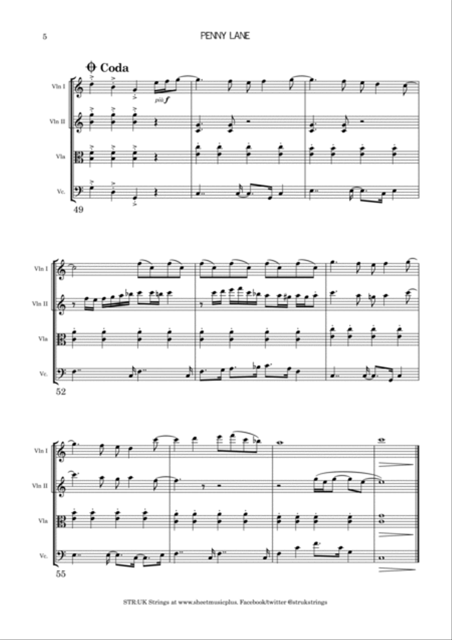 Penny Lane String Quartet scores gallery preview page 6