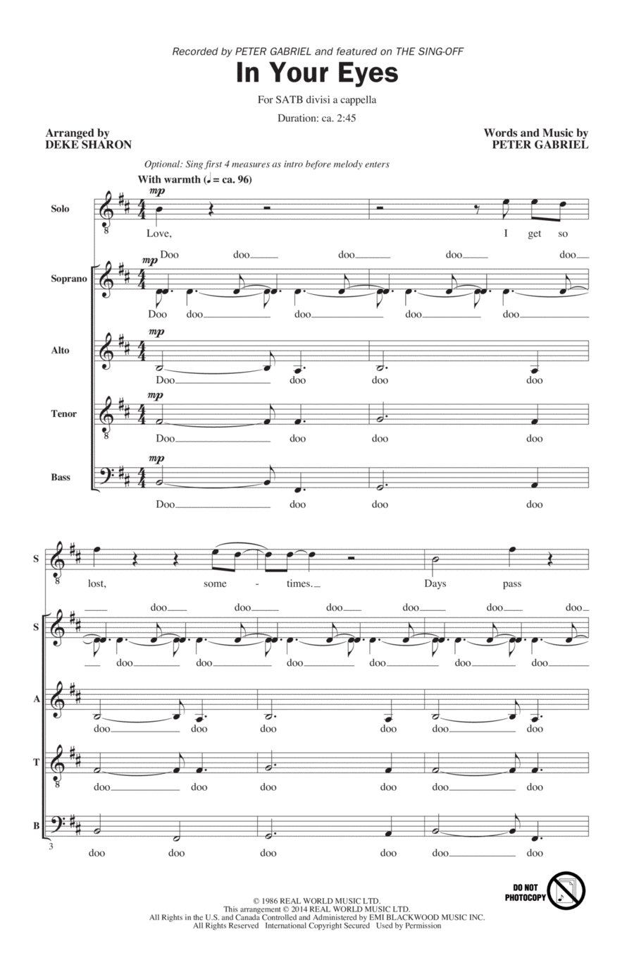 In Your Eyes In Your Eyes 4-Part scores gallery preview page 1