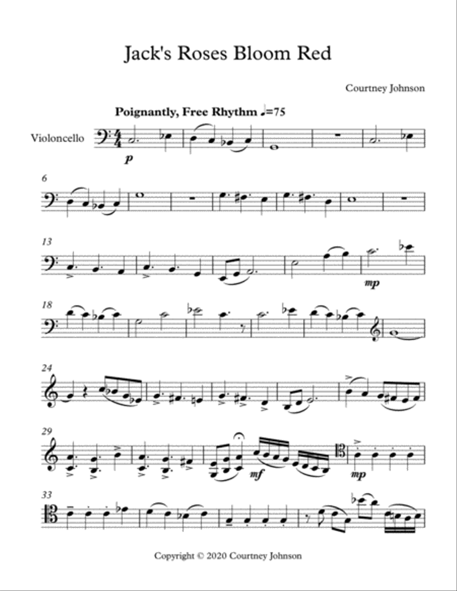 Jack's Roses Bloom Red Cello Solo scores gallery preview page 2
