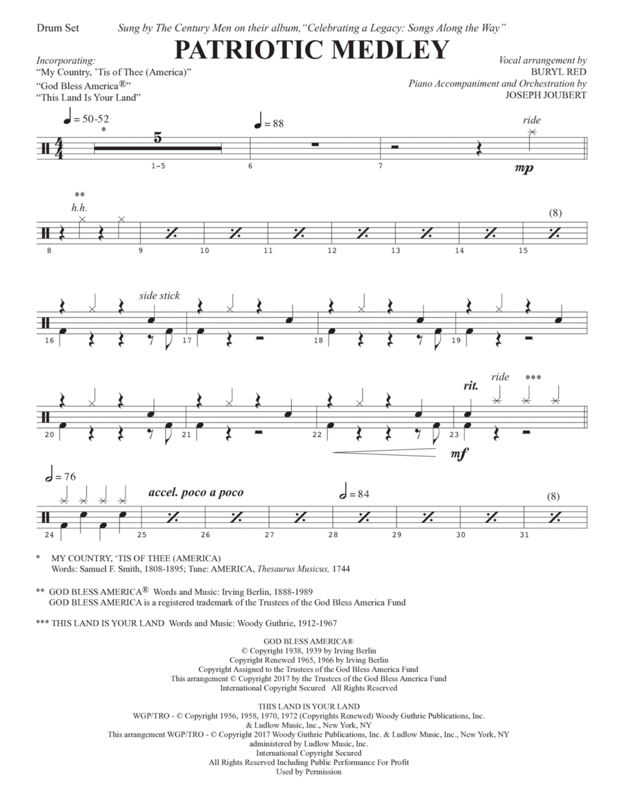 Patriotic Medley - Drums Patriotic Medley - Drums Choir scores gallery preview page 1