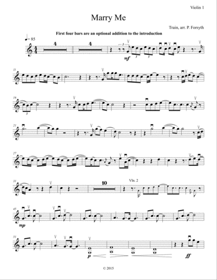 Marry Me Marry Me String Quartet scores gallery preview page 1