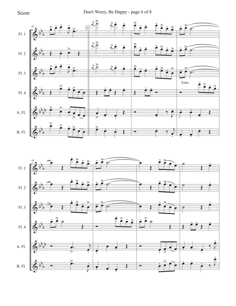 Don't Worry, Be Happy Woodwind Quintet scores gallery preview page 6