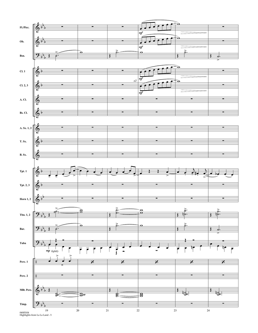 Highlights from La La Land - Conductor Score (Full Score) Concert Band scores gallery preview page 5