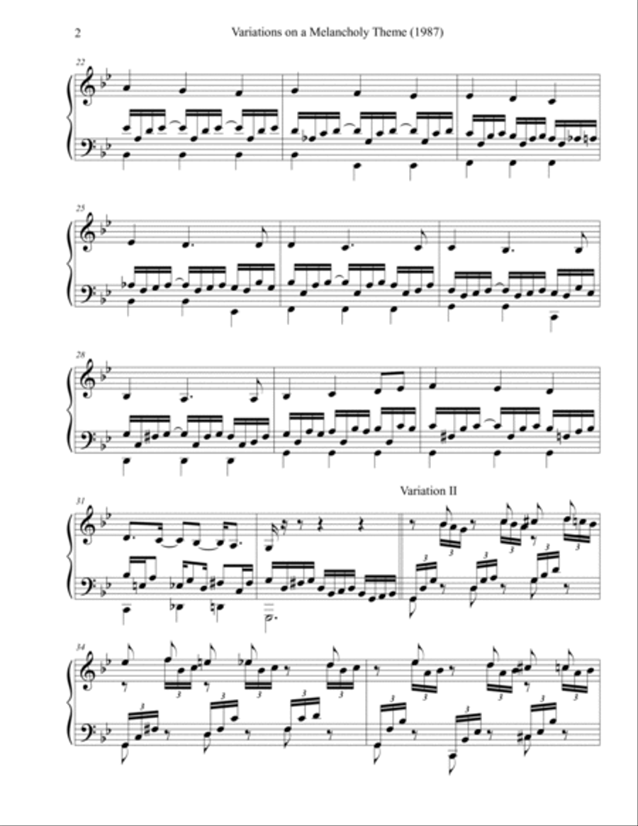 Variations on a Melancholy Theme (1987) Piano Solo scores gallery preview page 2