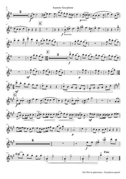 Der Mai ist gekommen - German Folk Song - Saxophone Quartet image number null