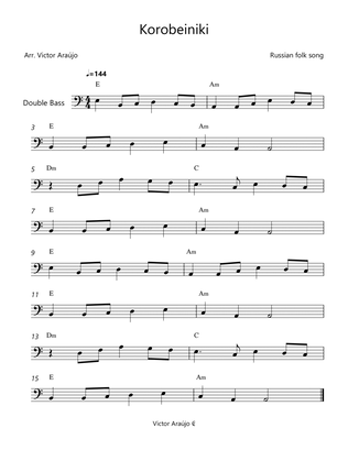Korobeiniki (from Tetris) - Double Bass Lead Sheet - Chord Symbols
