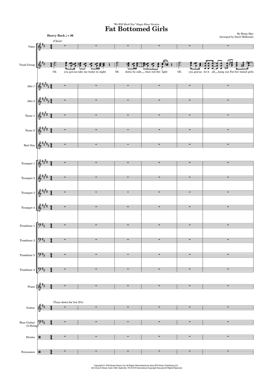 Fat Bottomed Girls Fat Bottomed Girls Jazz Ensemble scores gallery preview page 1