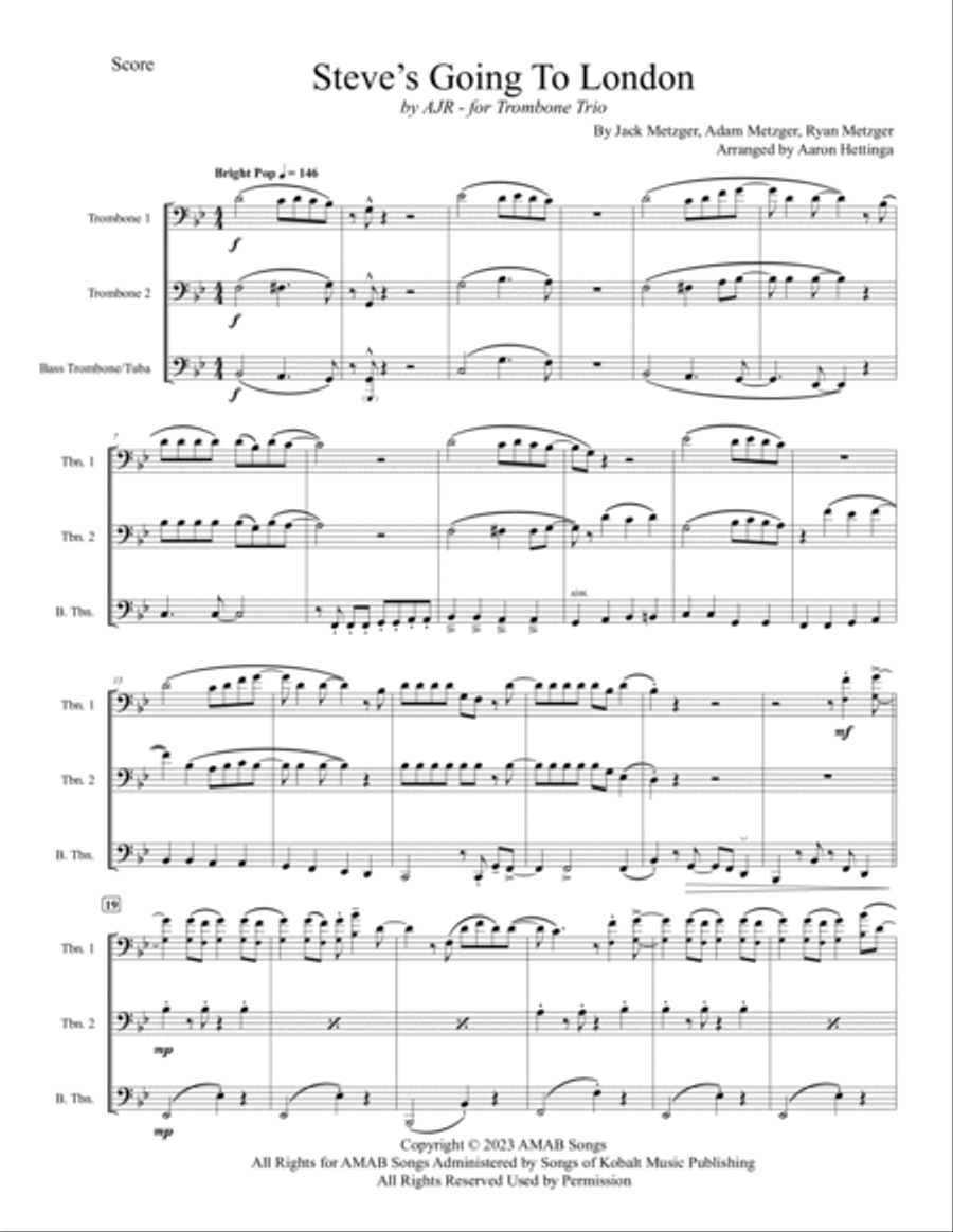 Steve's Going To London Trombone scores gallery preview page 5