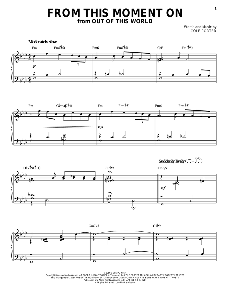 From This Moment On [Jazz version] (from Kiss Me, Kate) (arr. Brent Edstrom) Piano Solo scores gallery preview page 1