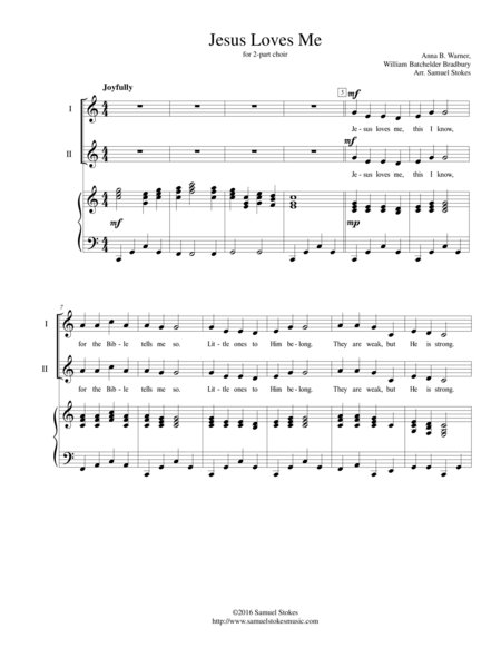 Jesus Loves Me - for 2-part choir with piano accompaniment image number null