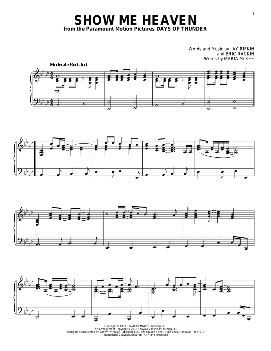 Show Me Heaven Show Me Heaven Piano Solo scores gallery preview page 1