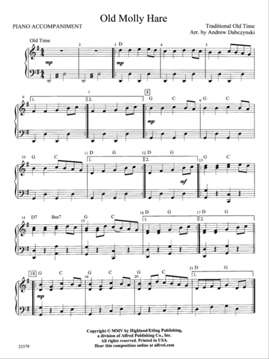 Old Molly Hare: Piano Accompaniment Orchestra scores gallery preview page 1