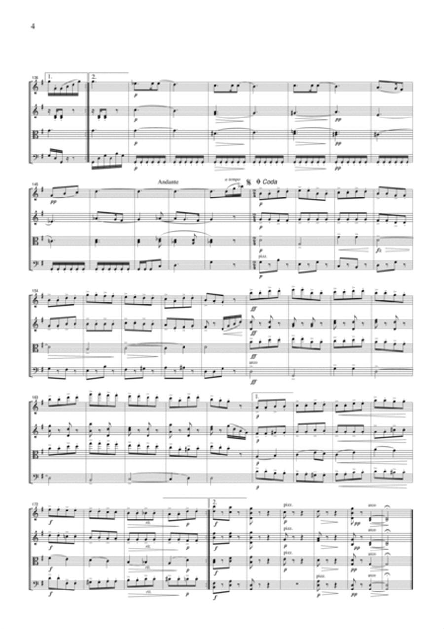 Dvorak Valse from Symphony No.8, 3rd mvt., for string quartet, CD202 String Quartet scores gallery preview page 4