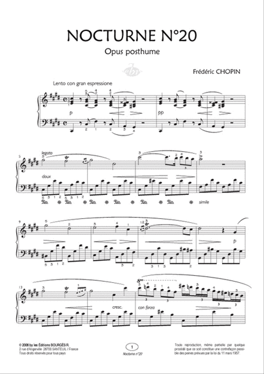 Nocturne n°20 Opus posthume (Collection Anacrouse) Piano Solo scores gallery preview page 2