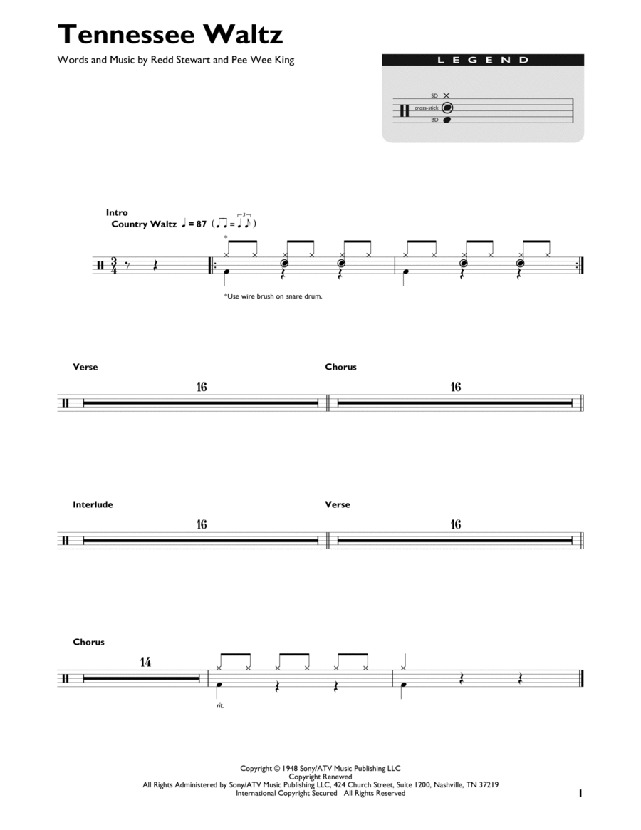 Tennessee Waltz Drum Set scores gallery preview page 1