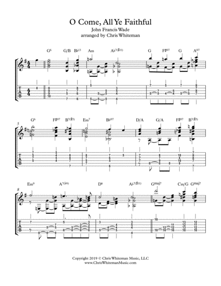 O Come, All Ye Faithful -  Jazz Guitar Chord Melody image number null