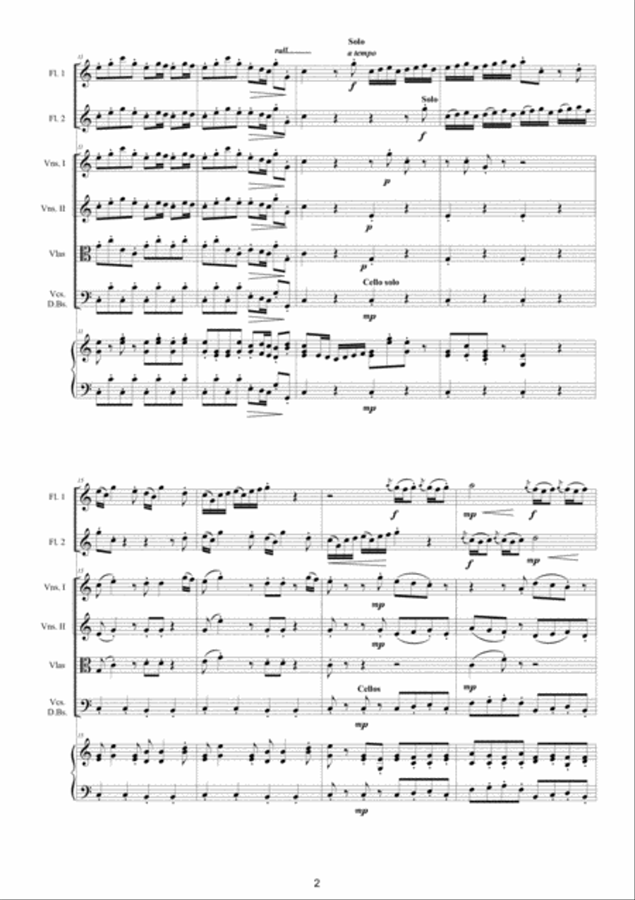 Vivaldi - Double Concerto in C major RV 533 for Two Flutes, Strings and Cembalo Woodwind Ensemble scores gallery preview page 2