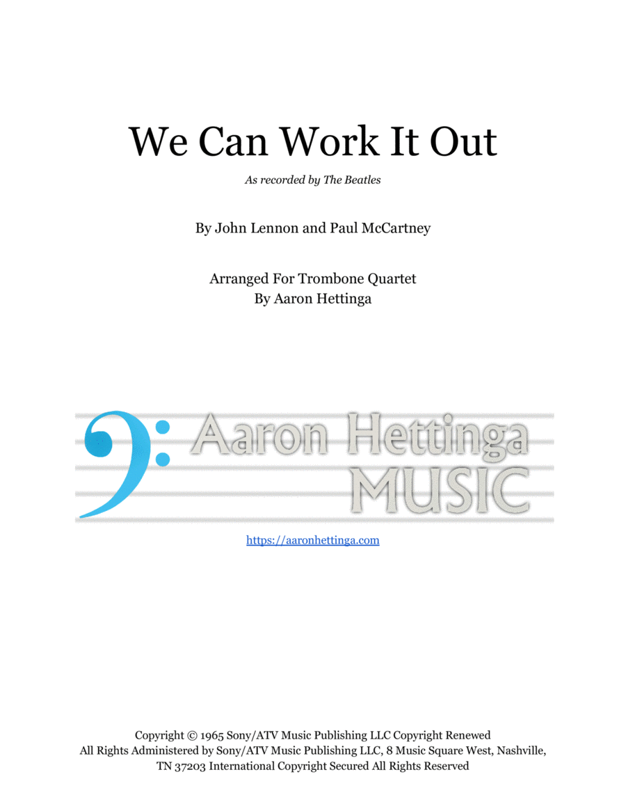 We Can Work It Out Brass Quartet scores gallery preview page 1
