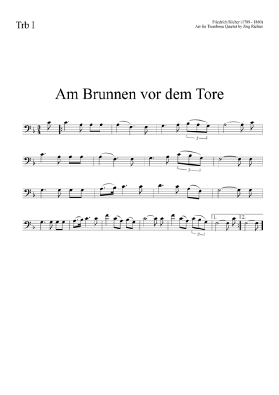 Am Brunnen vor dem Tore for Trombone Quartet Brass Quartet scores gallery preview page 3