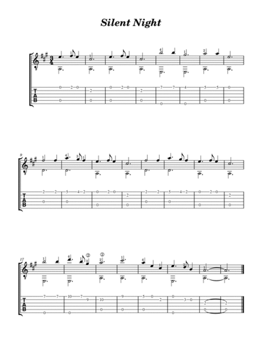 Silent Night (for Solo Guitar with Study Guide) image number null