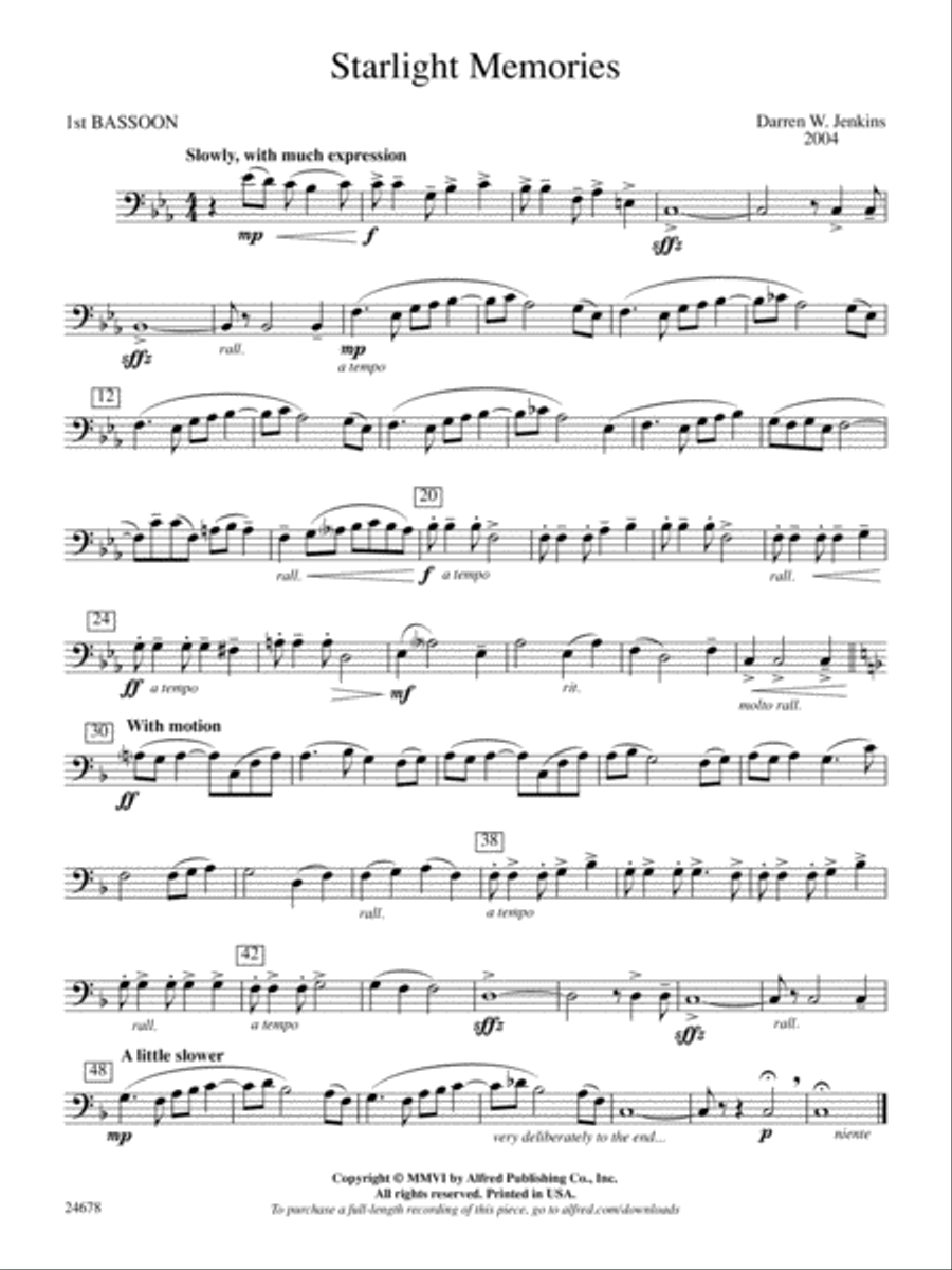 Starlight Memories: Bassoon Concert Band scores gallery preview page 1