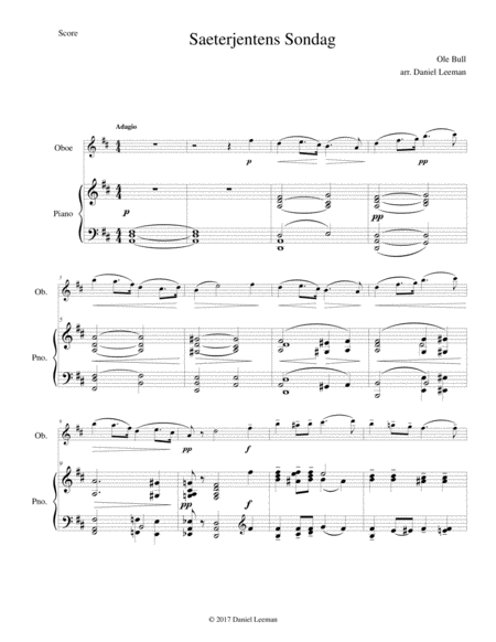 Saeterjentens Sondag for Oboe & Piano image number null