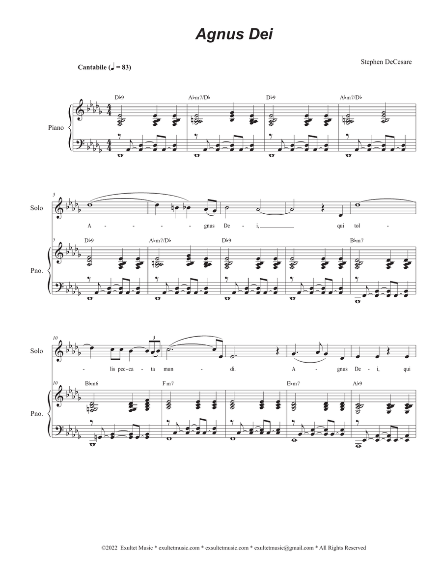Agnus Dei (Mass of Peace and Justice) (Solo and SATB) 4-Part scores gallery preview page 1