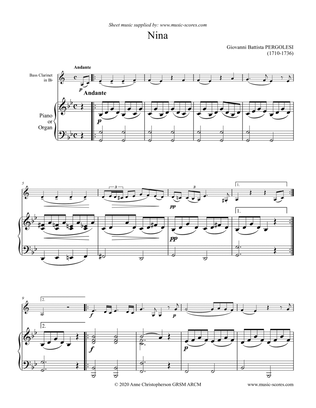 Nina - Bass Clarinet (G minor) and piano/organ