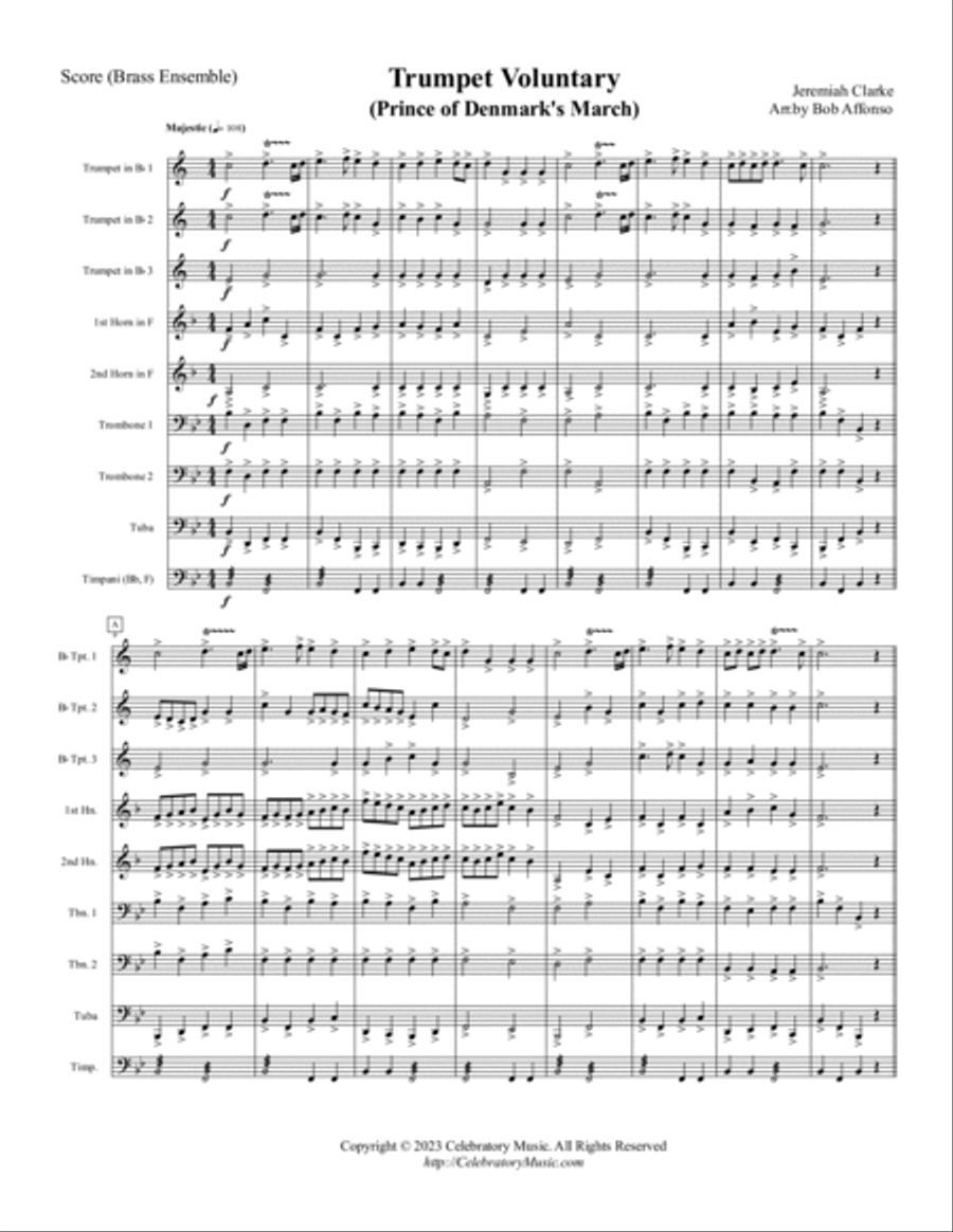Trumpet Voluntary Brass Ensemble scores gallery preview page 2