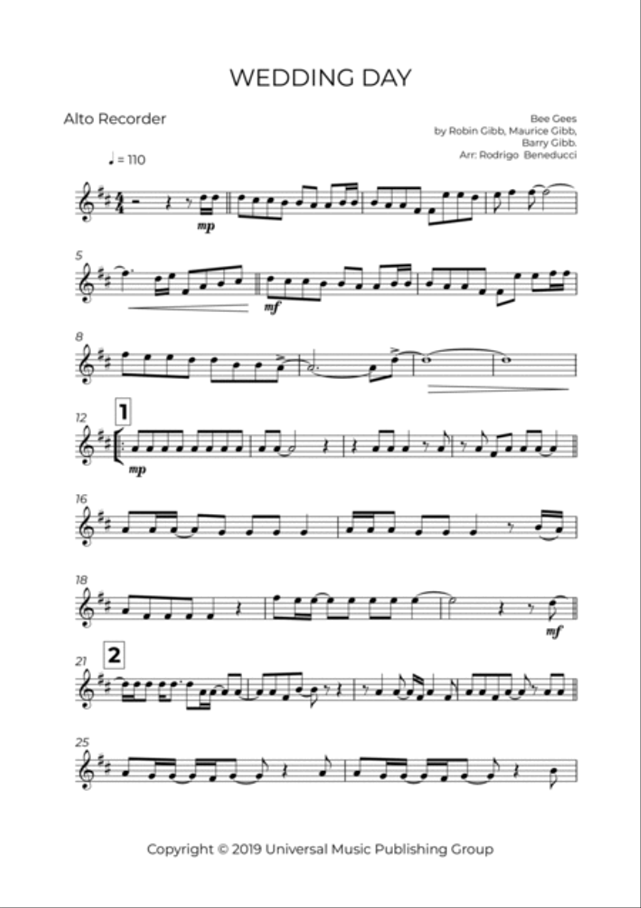 Wedding Day Alto Recorder scores gallery preview page 2