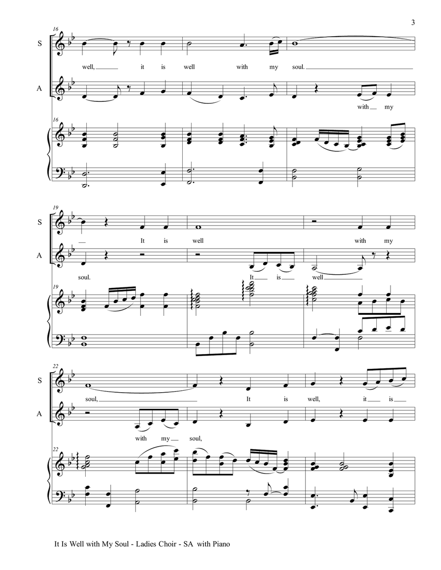 IT IS WELL WITH MY SOUL (Ladies Choir - SA with Piano) SA scores gallery preview page 4