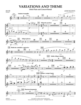 Book cover for Variations And Theme (for Flute Solo And Band) - Flute (Piccolo)