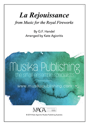 Book cover for La Rejouissance (from Music for the Royal Fireworks) - Saxophone Quartet