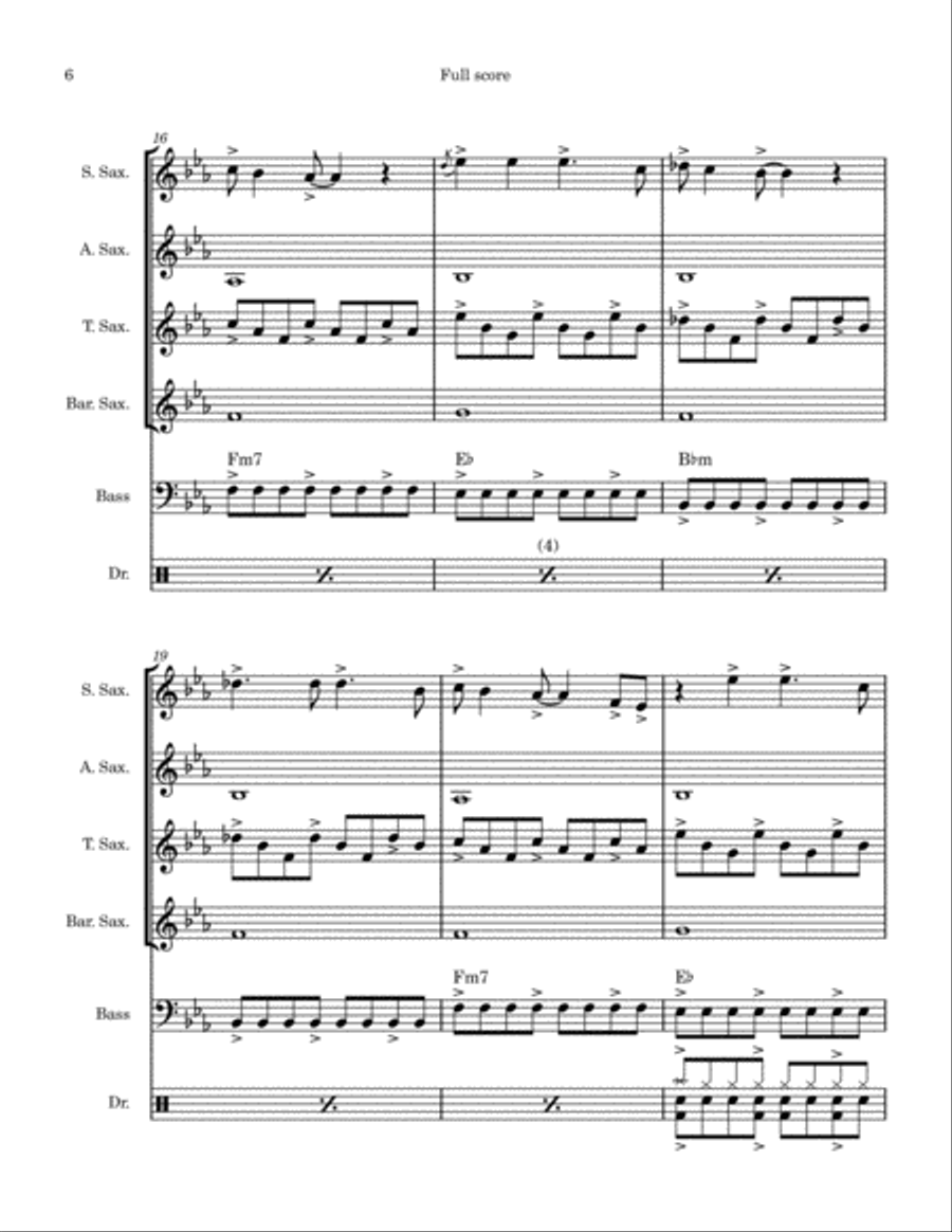 Clocks Saxophone Quartet scores gallery preview page 6