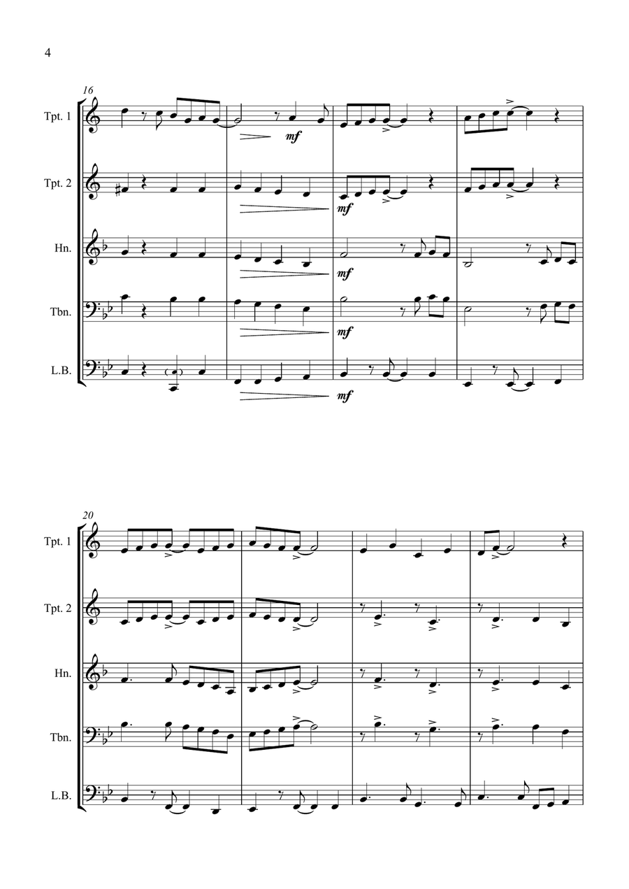 Santa Claus Is Comin' To Town Brass Quartet scores gallery preview page 6