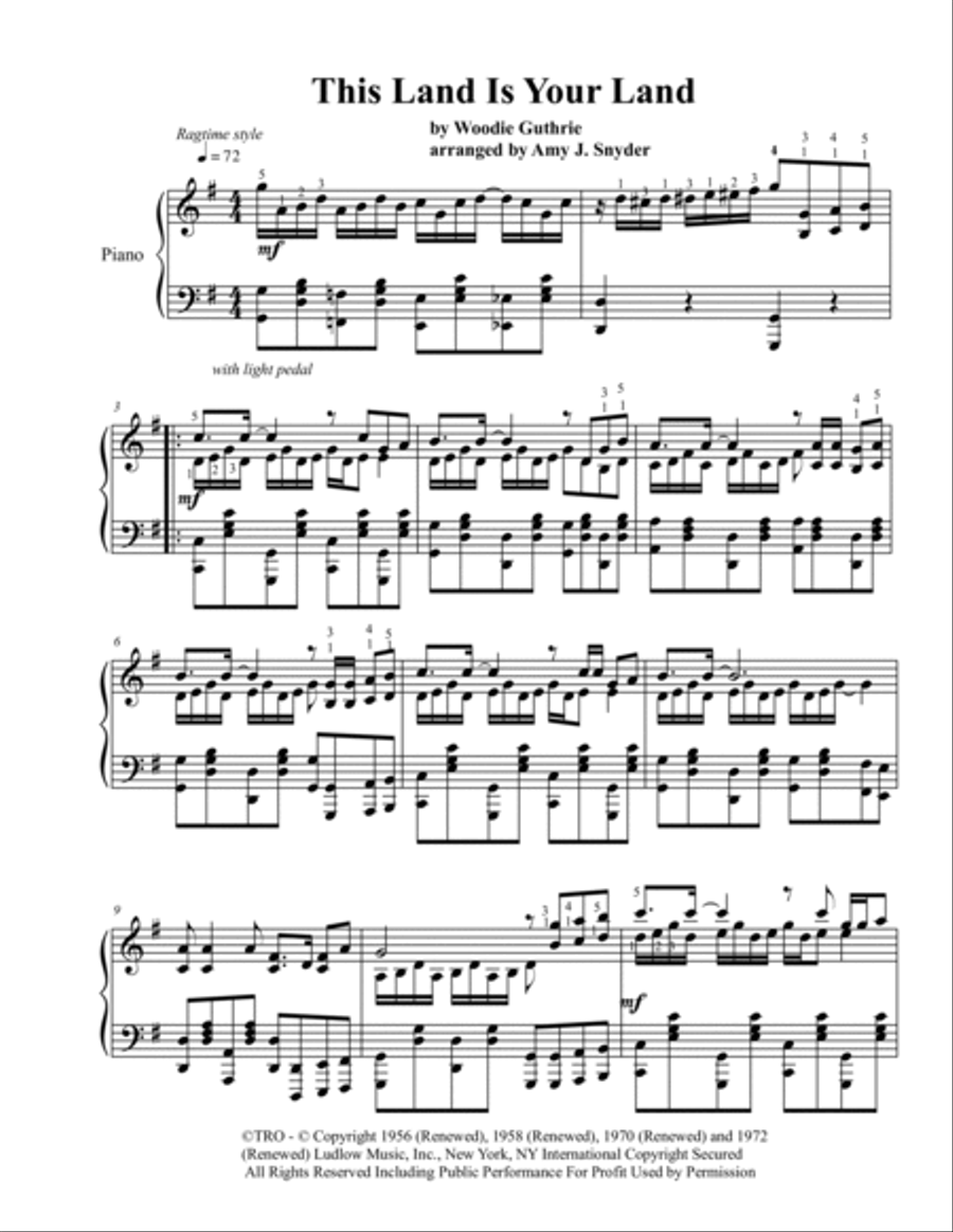 This Land Is Your Land Piano Solo scores gallery preview page 2