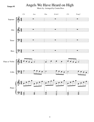 Angels We Have Heard on High -SATB with violin, cello or flute parts and piano