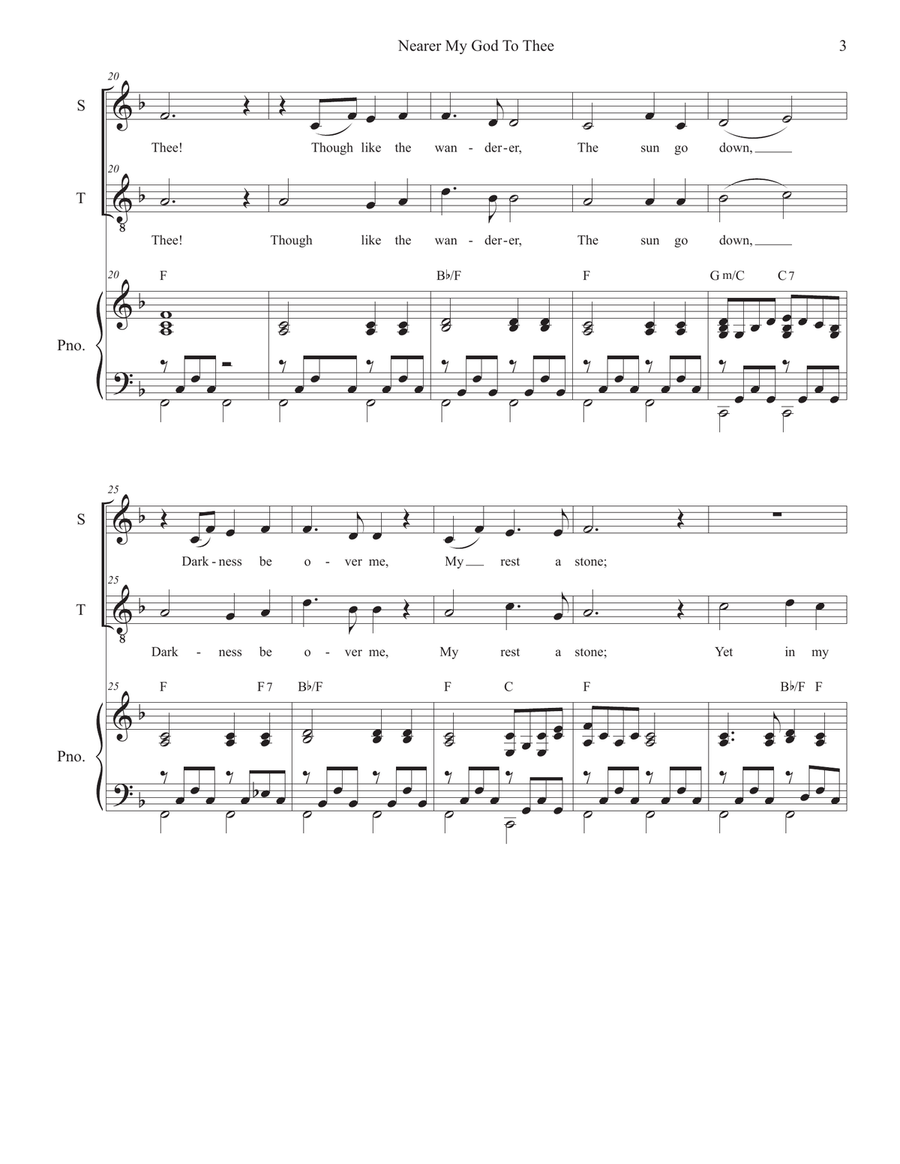 Nearer My God To Thee (Duet for Soprano and Tenor solo - Medium Key) Tenor Voice scores gallery preview page 3